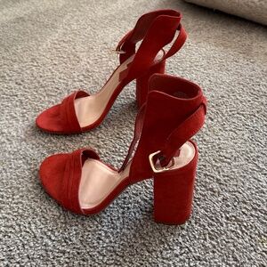 Red Block Heels